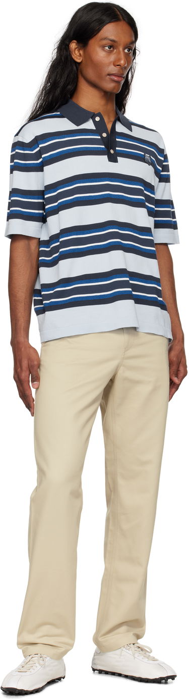 Поло тениска MAISON KITSUNÉ Maison Kitsuné Fine Gauge Striped Polo with Fox Head Patch Синьо | OM00201KT1119, 3