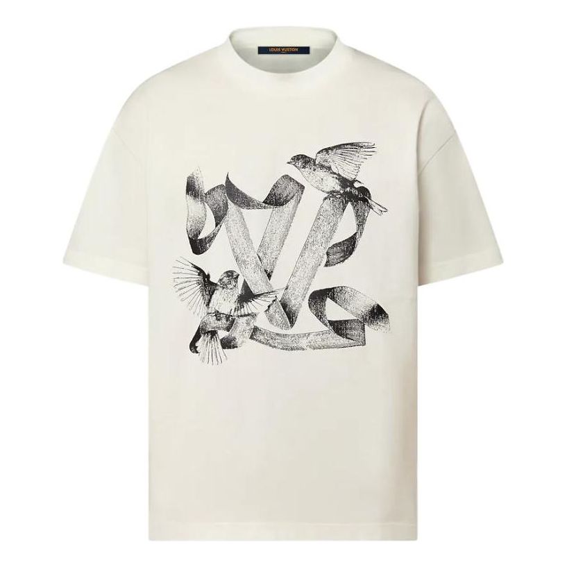 Тениска Louis Vuitton Graphic Cotton T-Shirt Бяло | 1ABXR6