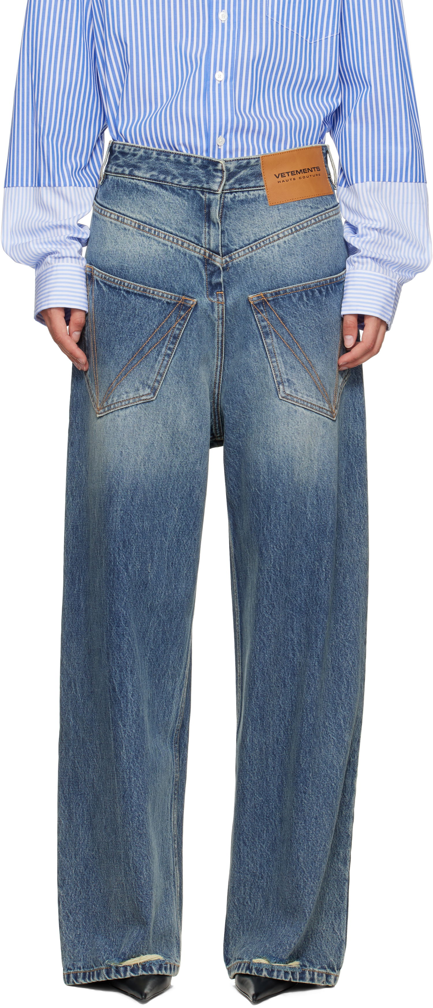 Дънки VETEMENTS Vetements Back To Front Jeans Синьо | MH76DP021YB, 0