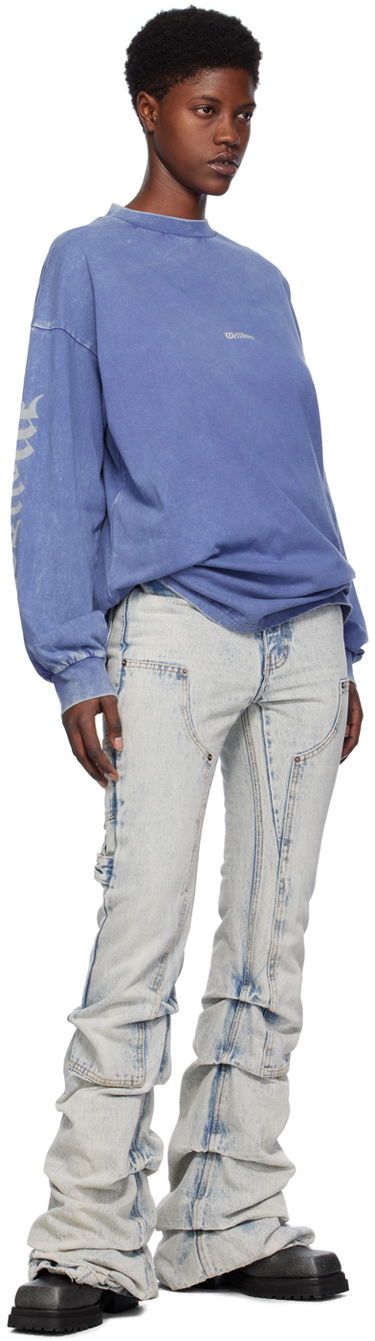 Тениска We11done We11done Faded Long Sleeve T-Shirt Синьо | WD-TT0-24-714-U-PP, 3