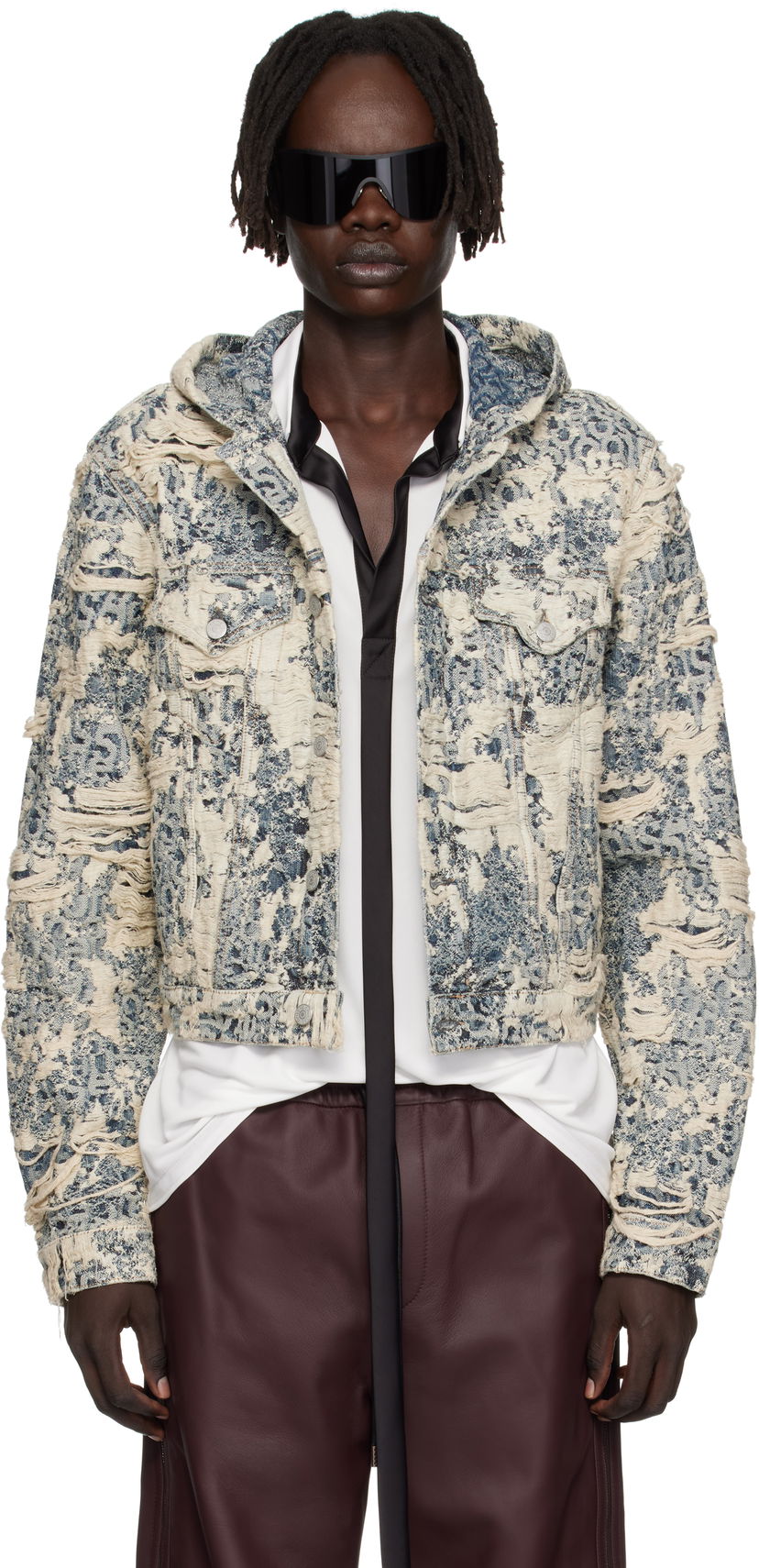 Яке Acne Studios Acne Studios Hooded Distressed Denim Jacket Синьо | C90202-
