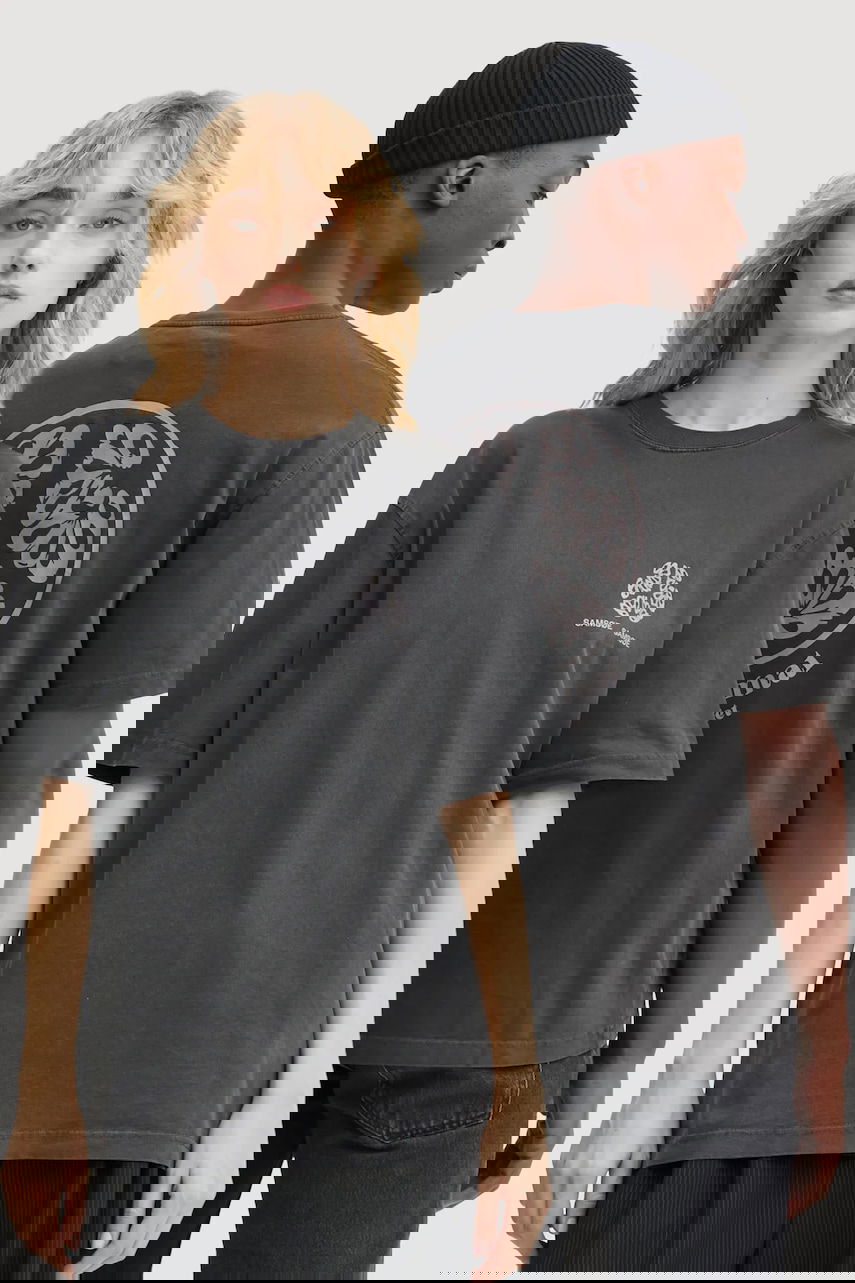 Тениска Samsoe Samsoe Printed Oversized Cotton SAJOURNAL T-Shirt Сиво | U24400006, 0