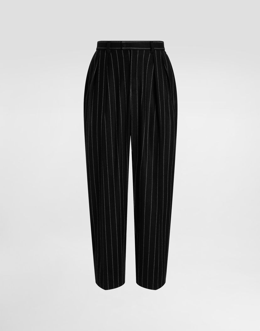 Панталони Dolce & Gabbana Dolce & Gabbana Pinstripe Cropped Trousers Черно | GP166TFRMD4S8051
