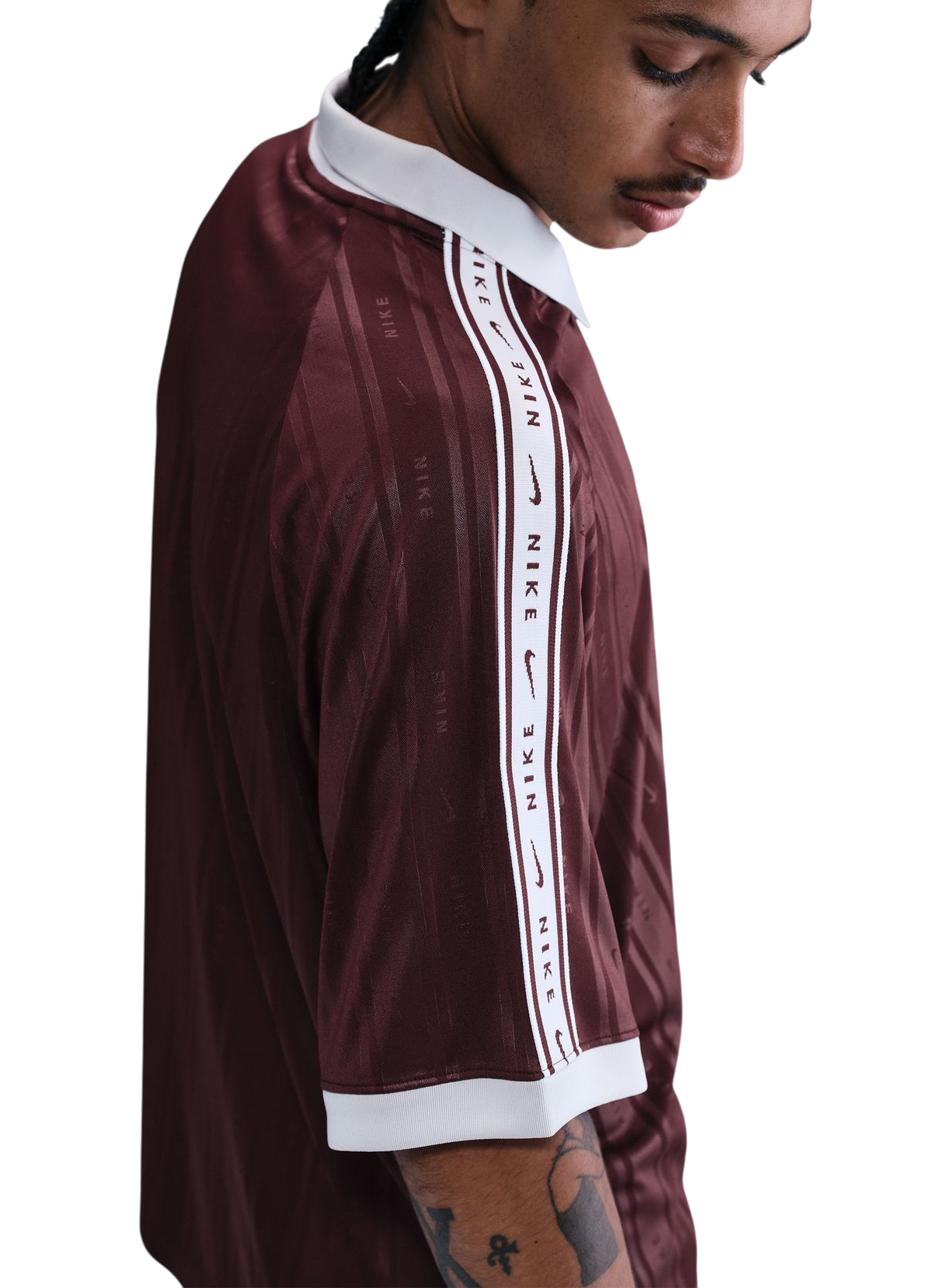 Поло тениска Nike Sportwear Vertical Stripe Polo Shirt with Taped Sleeves Бургунди | ih4292-652, 1