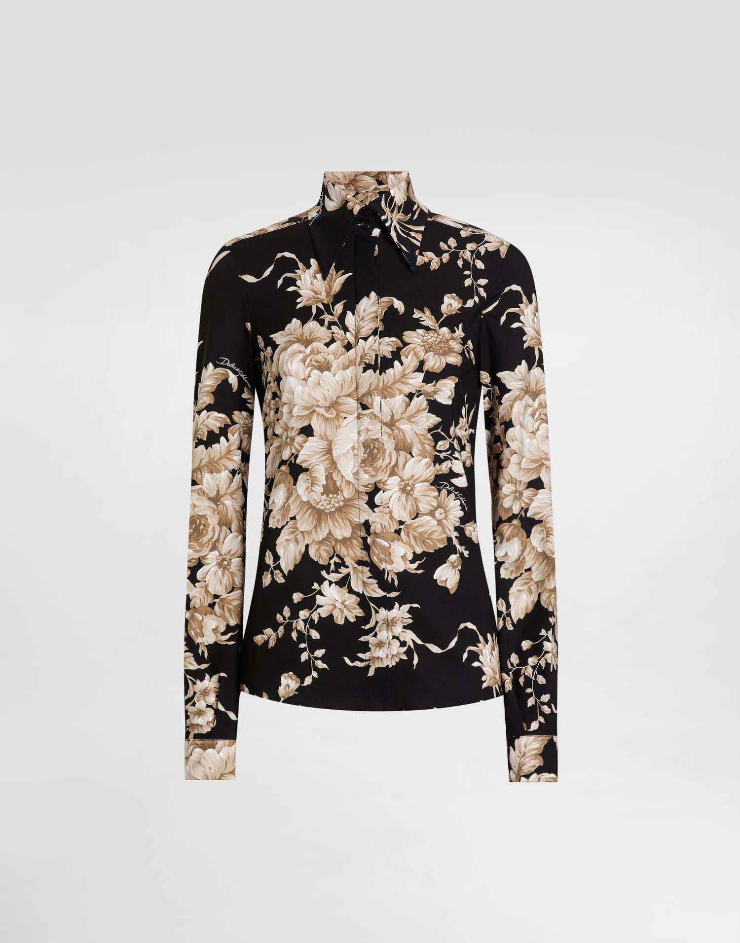 Риза Dolce & Gabbana Dolce & Gabbana Rose-Print Charmeuse Blouse Черно | F5R64TFSA7YHN4OX, 0