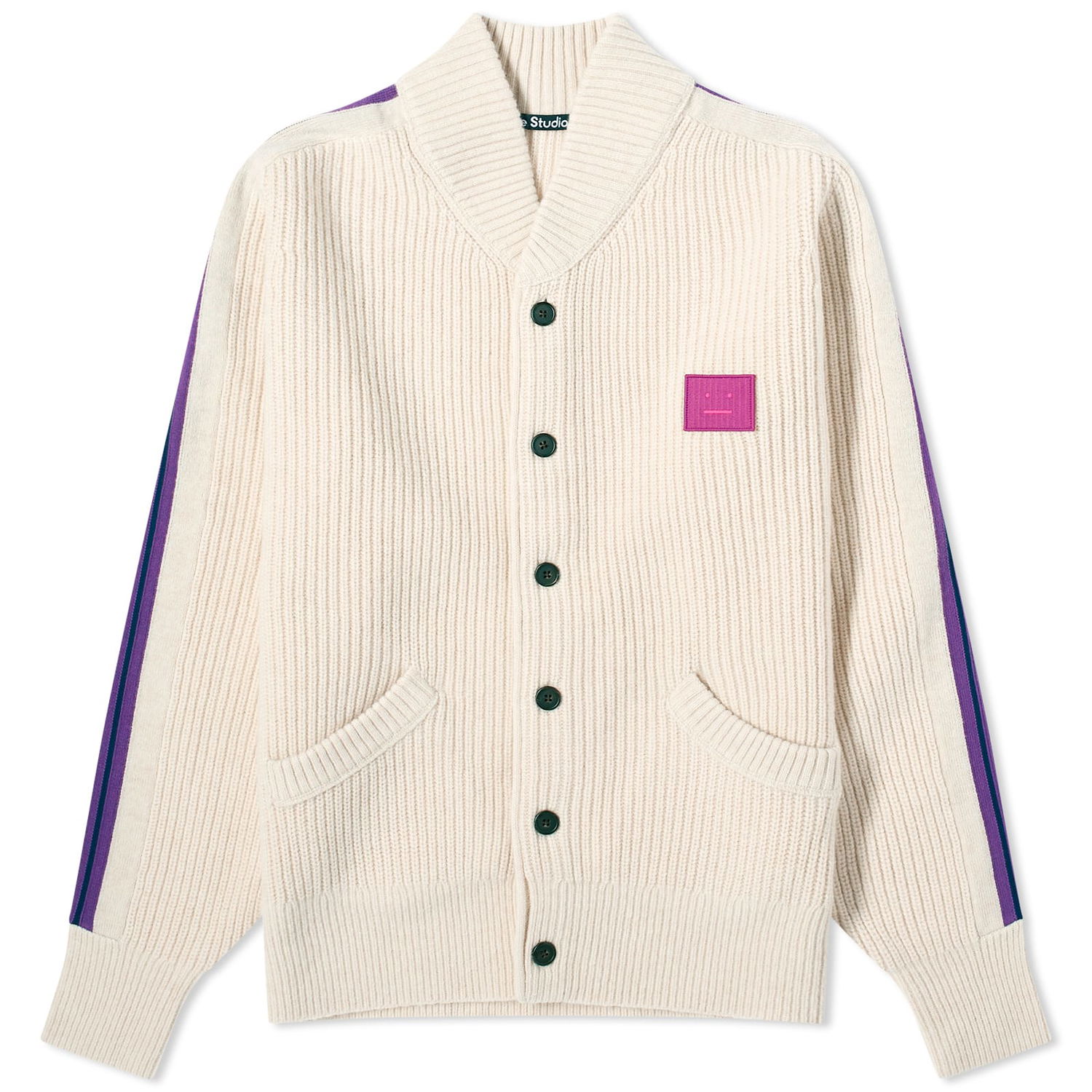 Пуловер Acne Studios Karling Varsity Stripe Face Cardigan "Oatmeal Melange" Бежово | C60082-633, 0