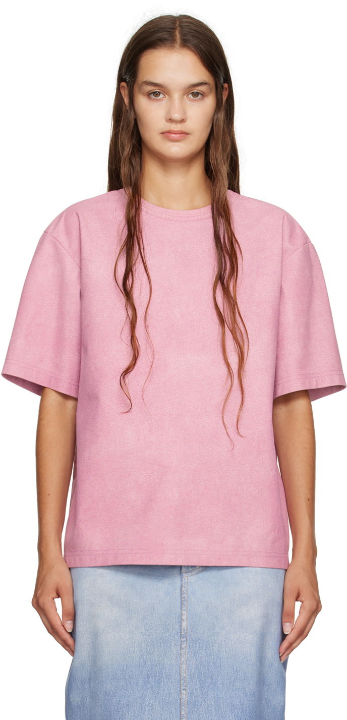 Тениска Bottega Veneta Printed Leather T-Shirt Розово | 757349 V2UT0, 0