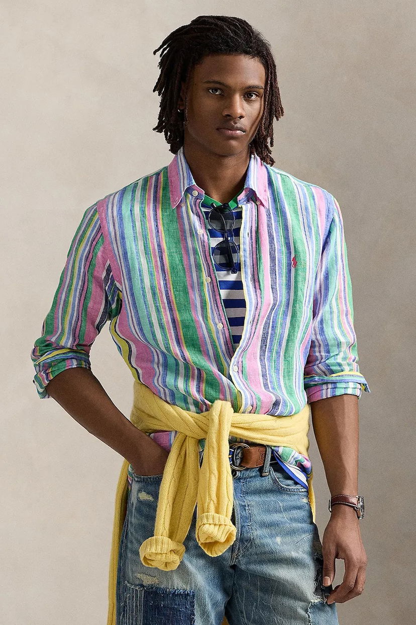 Риза Polo by Ralph Lauren Polo Ralph Lauren Button-Down Striped Linen Shirt Многоцветен | 710968973