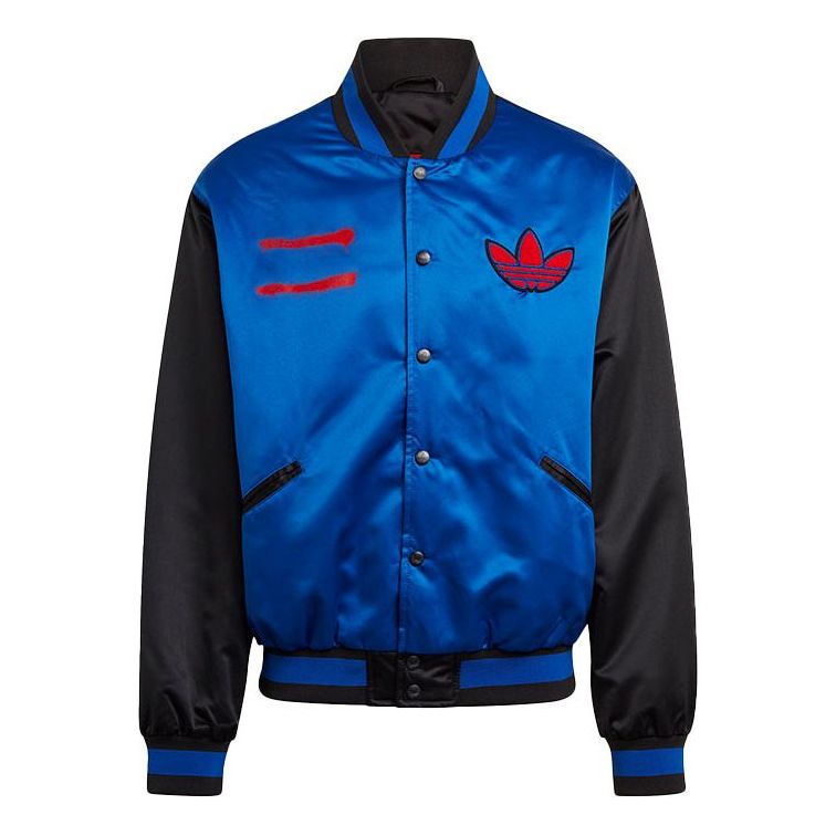 Яке бомбър adidas Originals Run-DMC Collegiate Colorblock Satin Bomber Jacket Синьо | GN5931