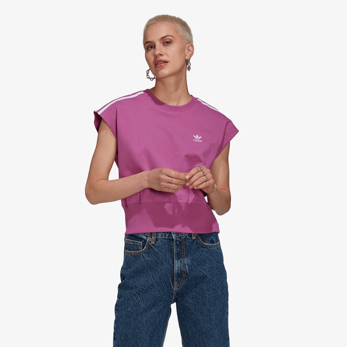Тениска adidas Originals Waist Cinch Cropped T-Shirt Розово | HM2113, 0