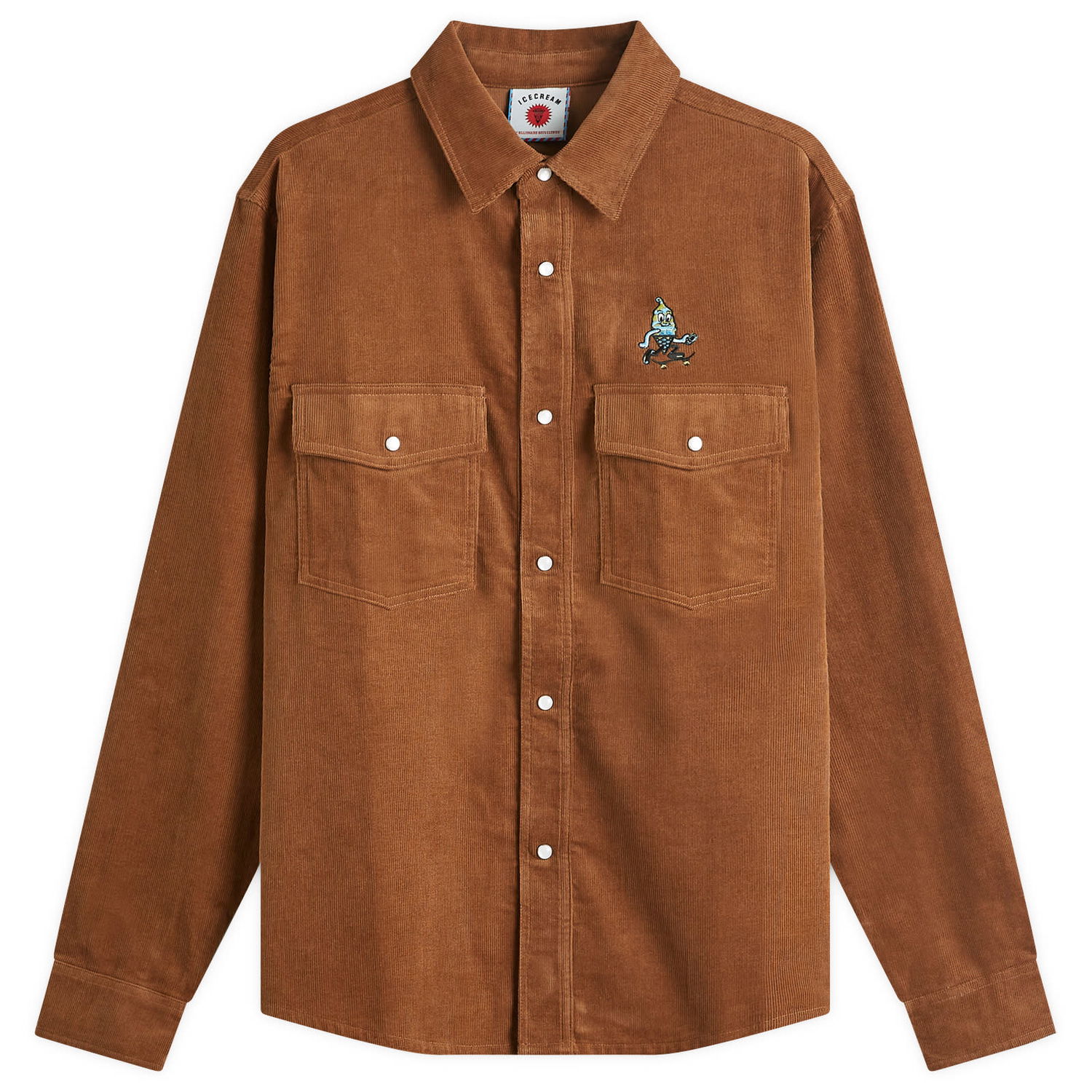 Риза BBC IceCream ICECREAM Needle Cord Shirt, Size Large Кафяво | IC24221-BR, 0