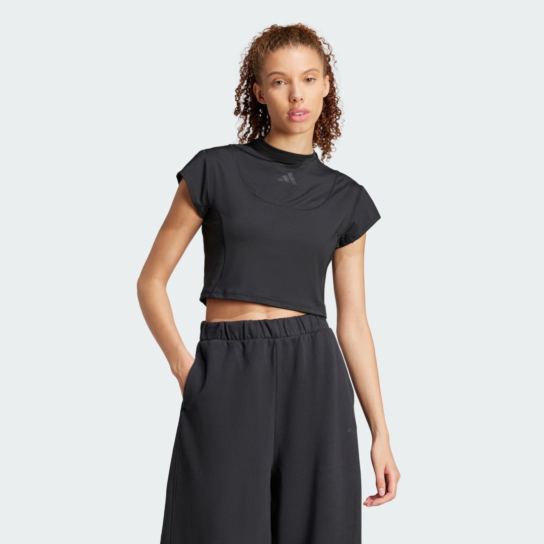 Съкратен топ adidas Performance City Escape Cropped T-Shirt Черно | JF3413, 0