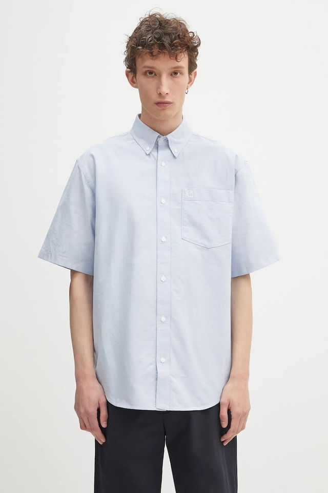 Relaxed Short Sleeve Braxton Shirt with Button-Down Collar