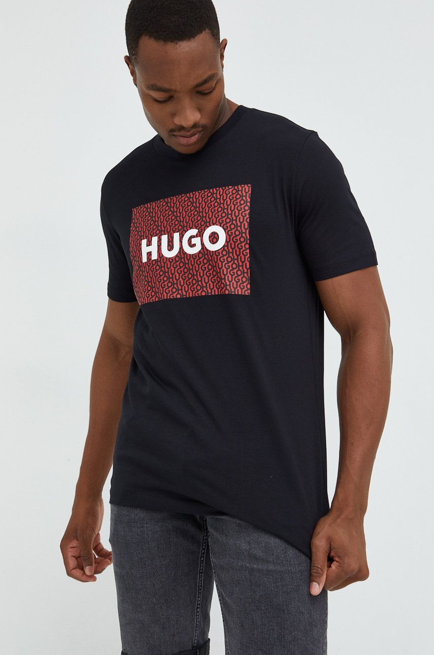 Тениска BOSS Cotton T-Shirt Черно | 50471672, 0