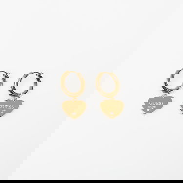 Обеци GUESS Huggie Me Heart Charm Hoop Earrings with Crystal Detail Жълто | JUBE03145JWYG-GOLD, 0