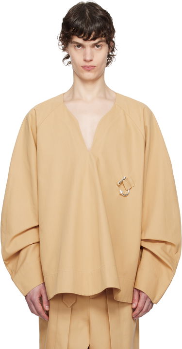 Риза JW Anderson JW Anderson Oversized V-Neck Gathered Sleeve Top Бежово | TP0348-PG1713, 0