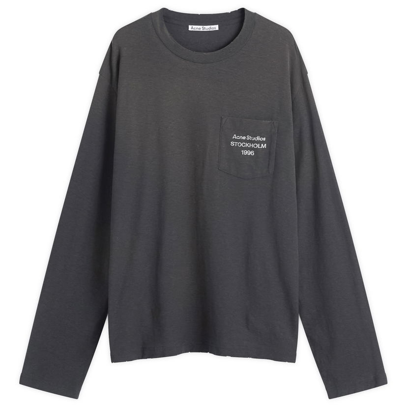Тениска Acne Studios Long Sleeve 1996 Logo Pocket T-Shirt Сиво | CL0415-BM0
