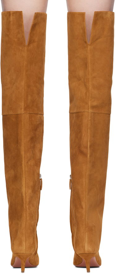 Pокля Amina Muaddi Amina Muaddi Fiona Thigh-High Suede Boots Кафяво | FIONA THIGH BENDED HEEL SUEDE, 1