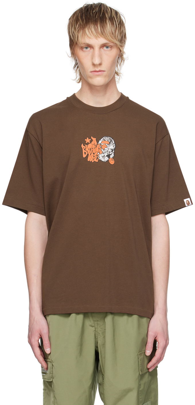 Тениска BAPE BAPE Brown Graffiti Ape Head Кафяво | 001TEK301346M