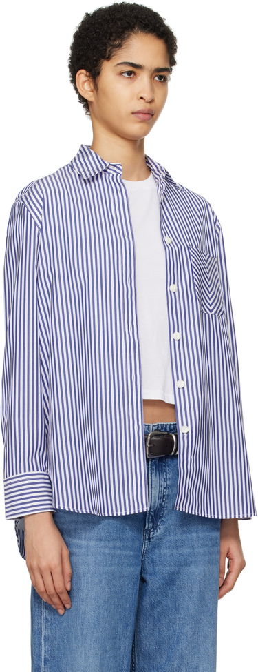 Риза rag & bone Striped Poplin Shirt Синьо | WAW22FA050ZE50, 1