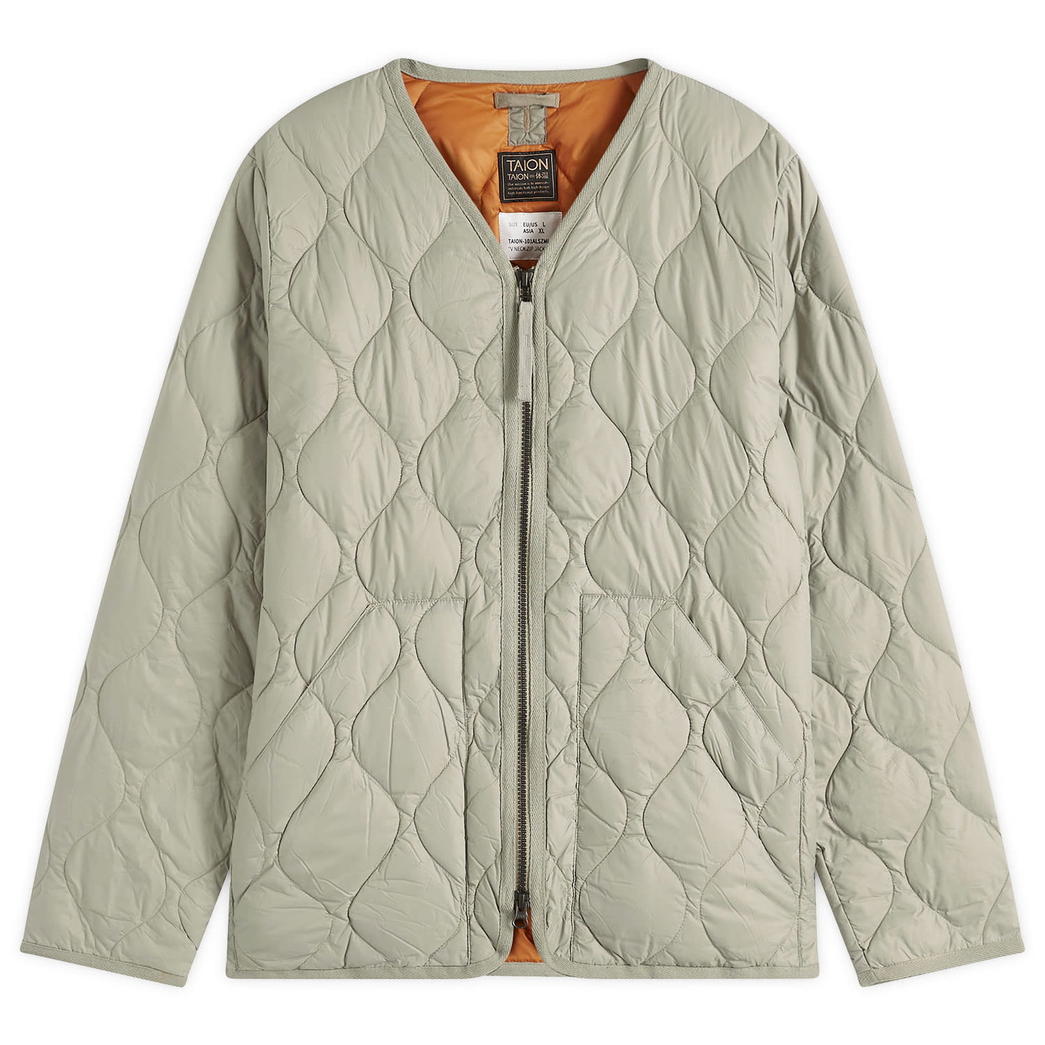 Пухо яке TAION Military Zip V-Neck Softshell Down Jacket, Size L Зелено | TAION-101ALSZML-1-DSG, 0