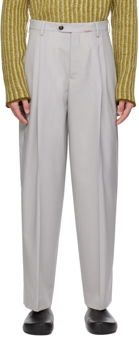 Панталони Marni Gray Pleated Trousers Сиво | PUMU0264SU TW839