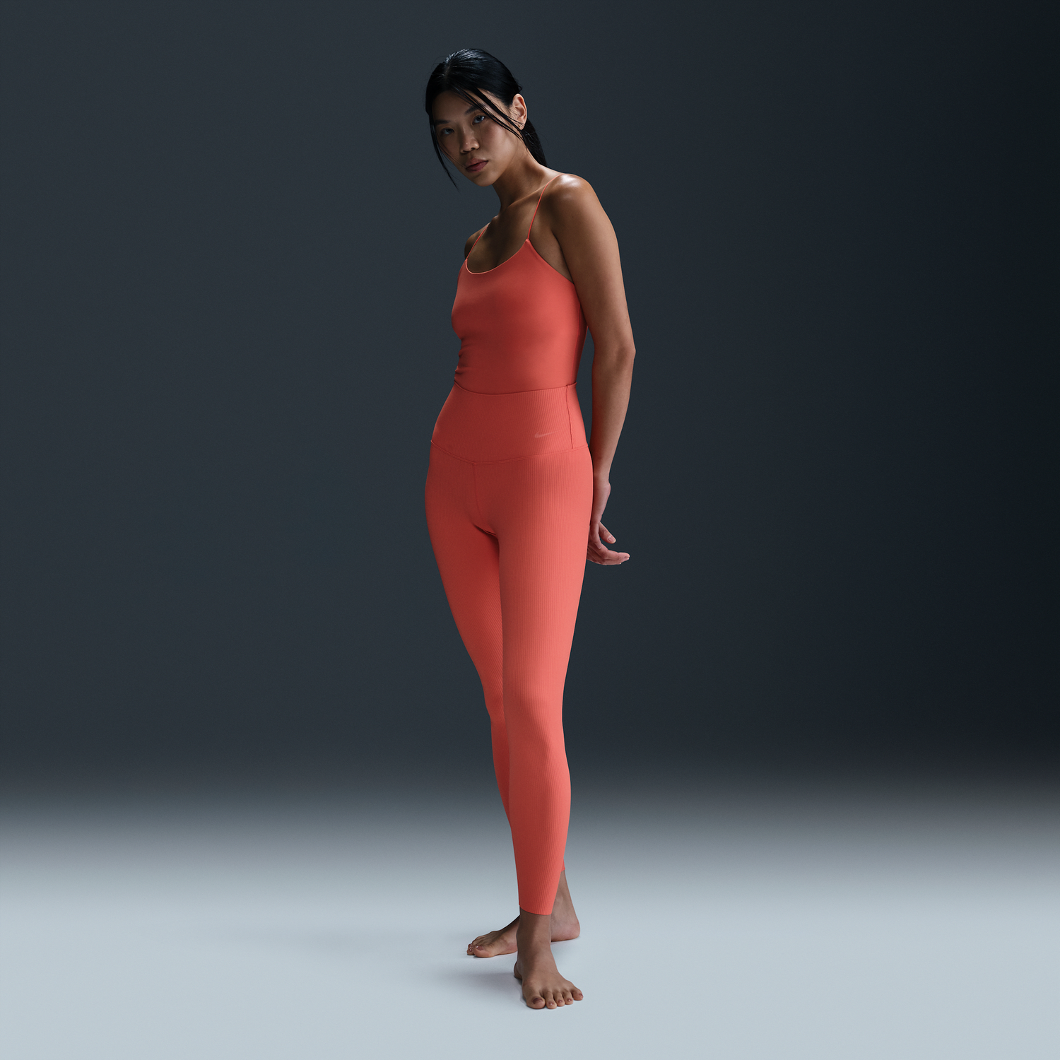Комбинезон Nike Nike Zenvy 7/8 Ribbed Leggings with High Waist and Gentle Support Оранжево
 | HF1443-814, 0