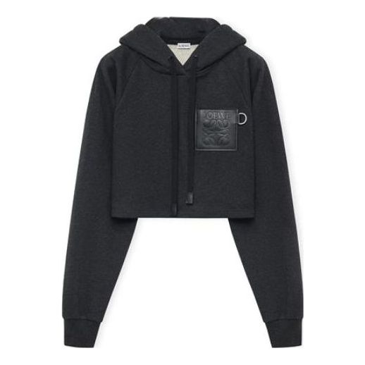 Суитчър Loewe Cropped Hoodie with Logo Patch Черно | S359Y25X30-1720, 0