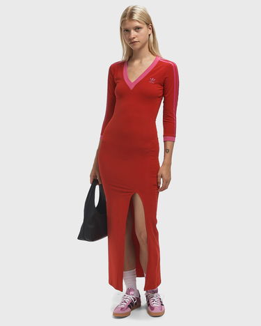 Pокля adidas Originals Ribbed Knit Maxi Dress Червено | JW3668, 1