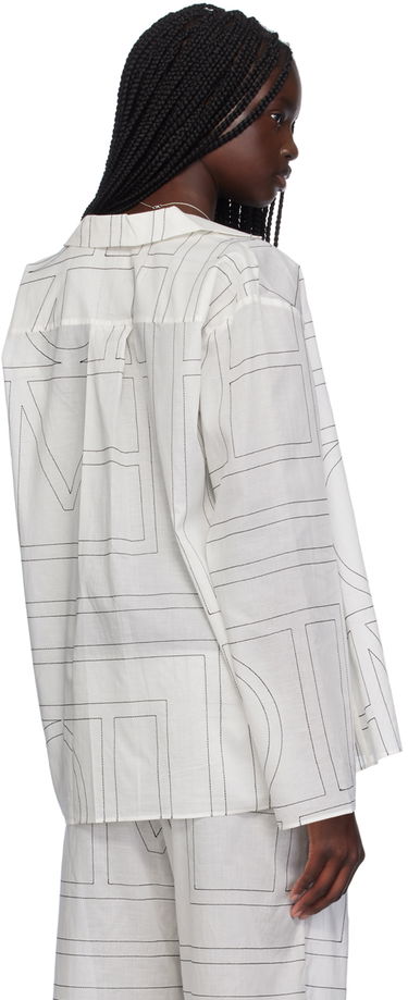 Риза TOTEME TOTEME Monogram Print Long Sleeve Shirt Бяло | 243-WRT976-FB0239, 2