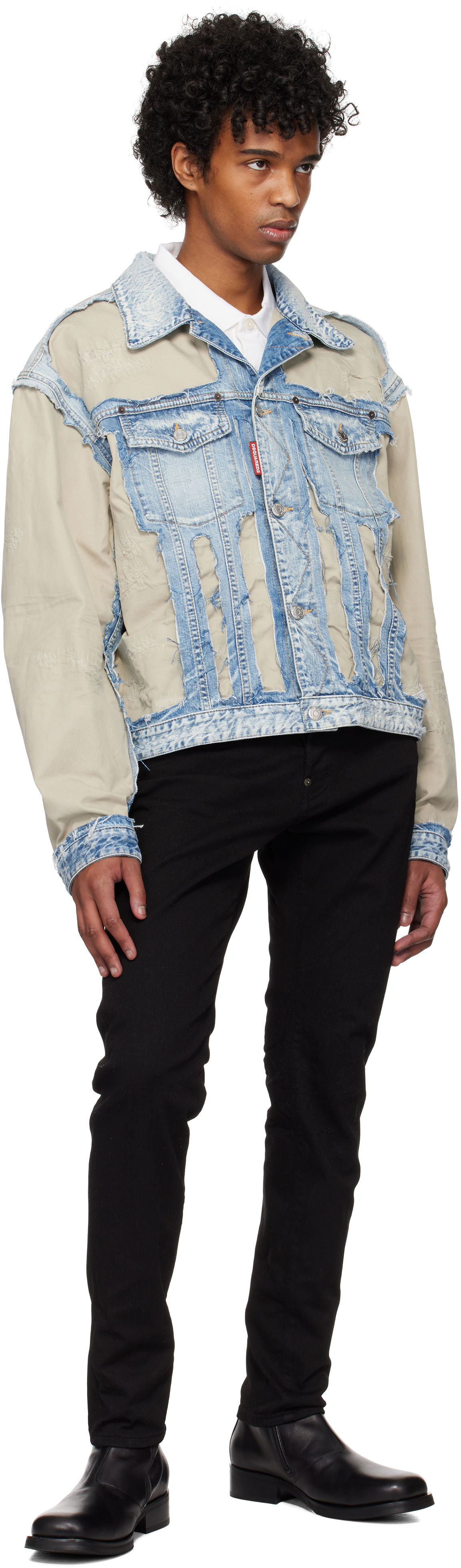Dsquared2 Super Ripped Mixed Denim Jacket, 3