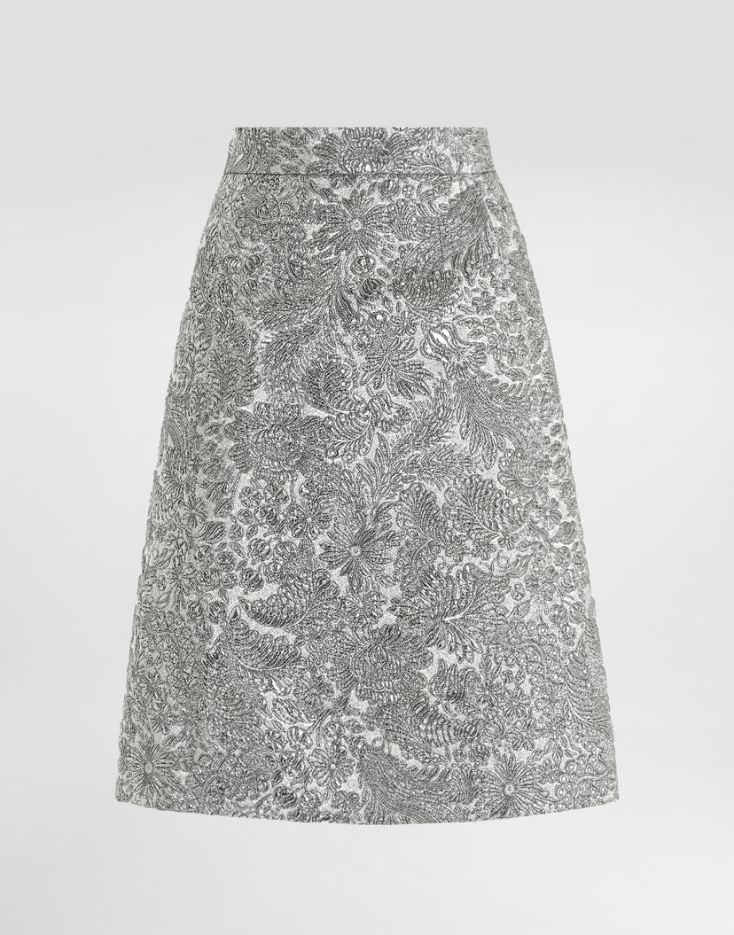 Пола Dolce & Gabbana Dolce & Gabbana Lamé Floral Jacquard Midi Skirt Металик | F4DAGTFJZALS0998