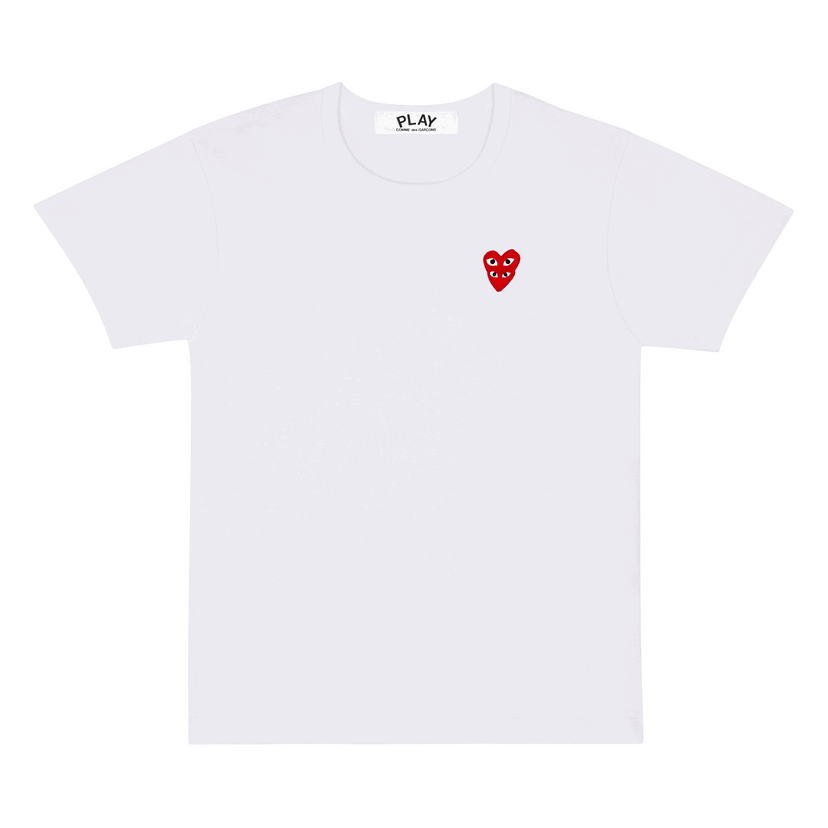 Тениска Comme des Garçons PLAY Double Heart T-Shirt Бяло | AZ T288 051 2