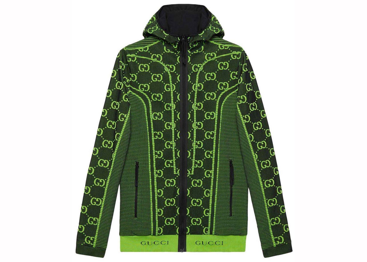 Яке Gucci GG Tubular Jersey Zip Jacket Black/Green Зелено | 693109 XJEAI 1131, 0