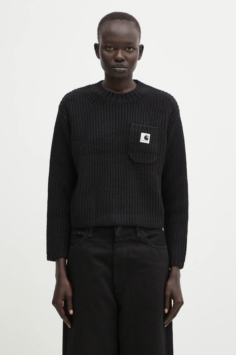 Пуловер Carhartt WIP Mira Wool Blend Ribbed Knit Sweater with Pocket Черно | I035382.89XX