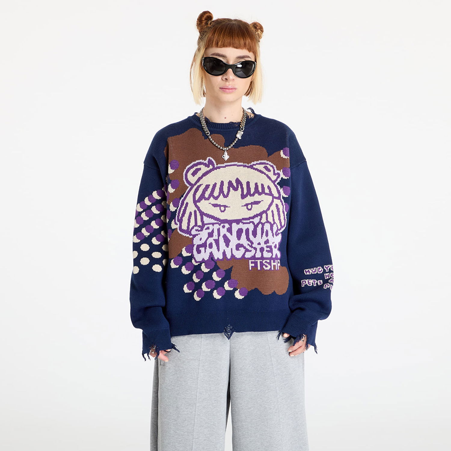 Пуловер Footshop Spiritual Gangster Print Crewneck Синьо | FTSHP_392, 1