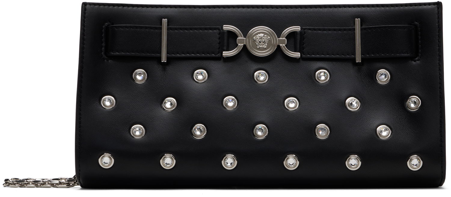 Дамска чанта Versace Versace Lamb Leather Crystal-Embellished Clutch Черно | 1015798_1A13490_1B00P, 0