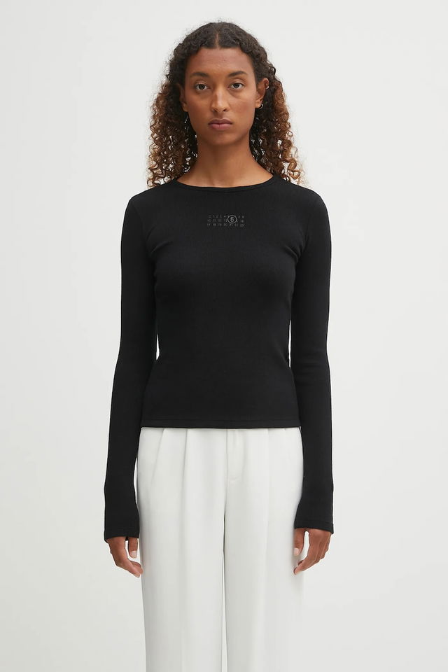 MM6 Maison Margiela Slim-Fit Ribbed Long Sleeve T-Shirt