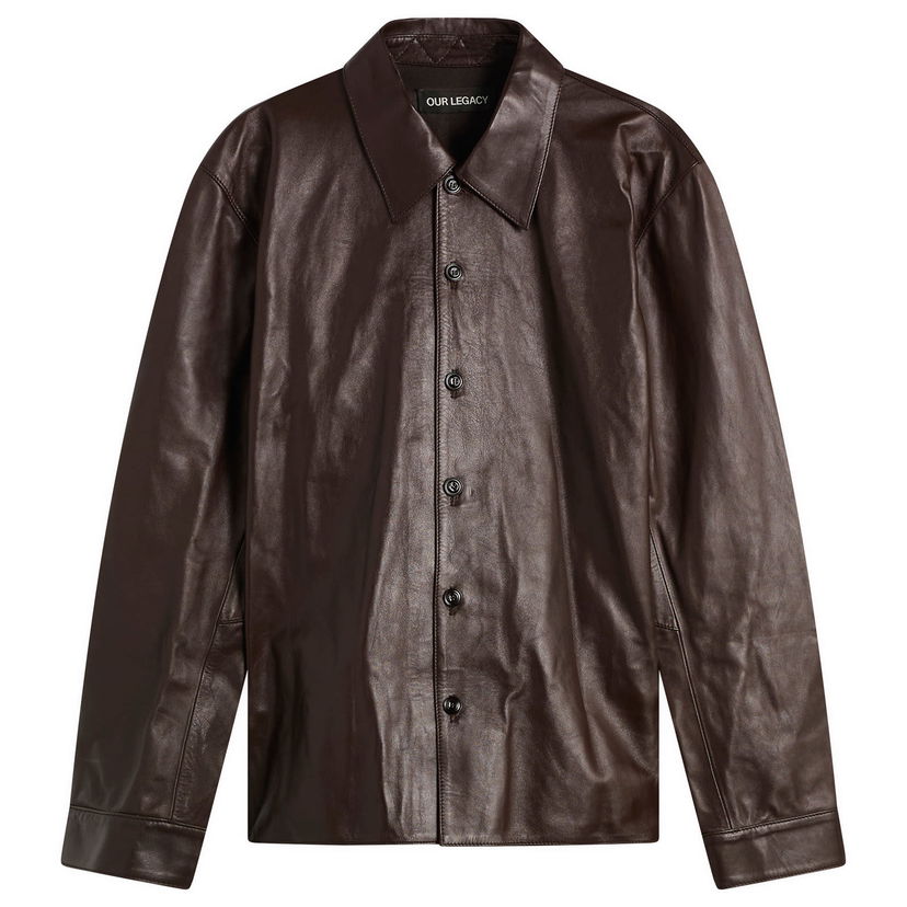 Риза OUR LEGACY Calfskin Leather Welding Shirt Size IT 46 Кафяво | M4259WU