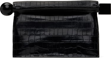 Дамска чанта Jacquemus Jacquemus 'The Rond Carré' Crocodile-Embossed Clutch Черно | 25E233BA356-4301, 0