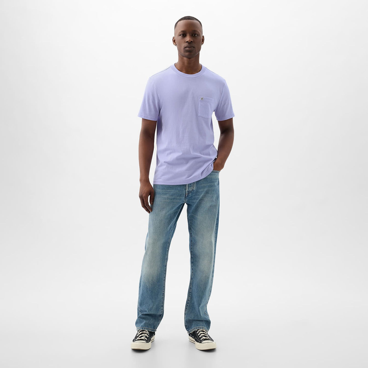 Тениска GAP Pocket Micro Logo Tee Fresh Lavender Лилаво | 857901-03, 1