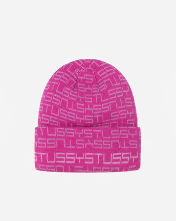 Шапка Stüssy Jacquard Cuff Beanie Розово | 1321114-0817, 0