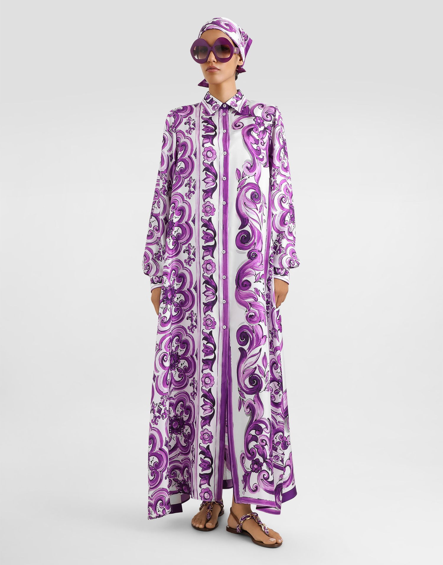 Pокля Dolce & Gabbana Dolce & Gabbana Majolica-Print Twill Shirt Dress Лилаво | F6TYQTHI1TKIP3TN, 1
