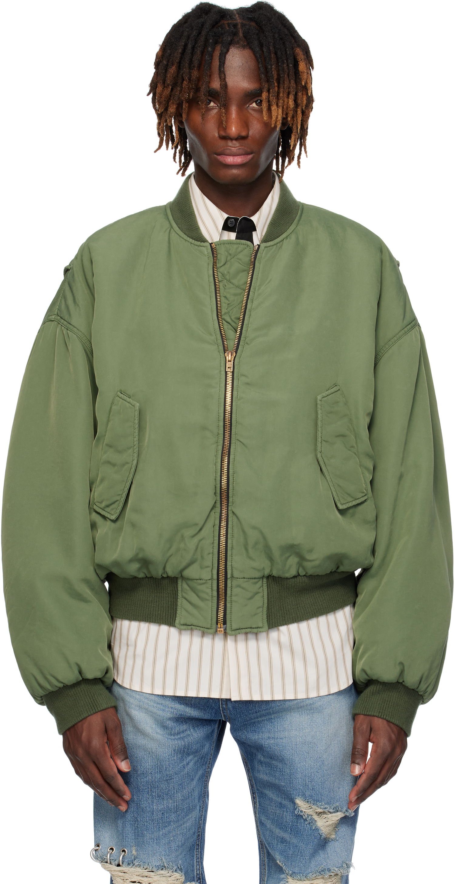Яке бомбър We11done We11done Curved Bomber Jacket Зелено | WD-JP0-25-005-U-KK, 0