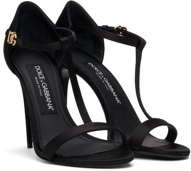 Кецове и обувки Dolce & Gabbana Satin T-Bar Heeled Sandals Черно | CR1766 A7630, 3