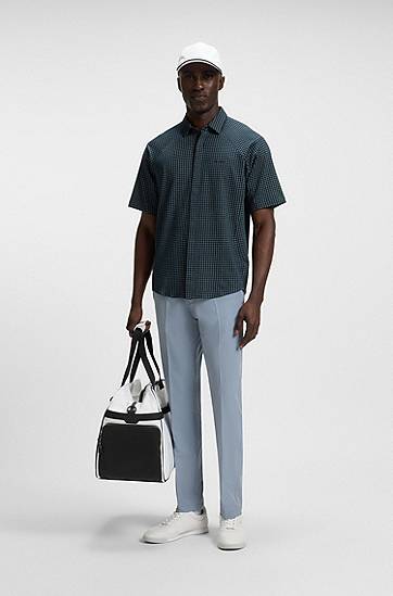 Риза BOSS Regular-Fit Knitted Piqué Shirt Тъмно синьо | 50544851, 1