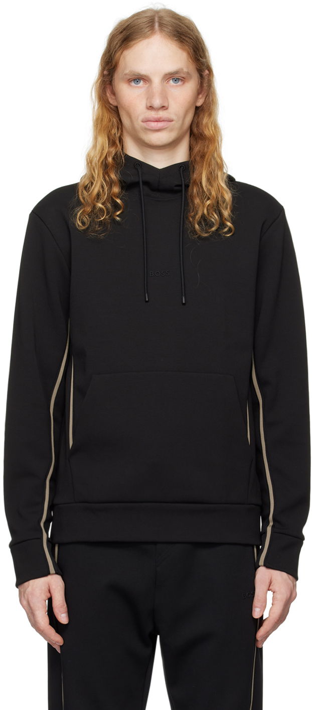 Суитчър BOSS Logo-Embossed Hoodie Черно | 50523905, 0