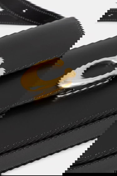 Чанта през рамо Coach Leather Flap Shoulder Bag with C-Lock Черно | CAM17, 3