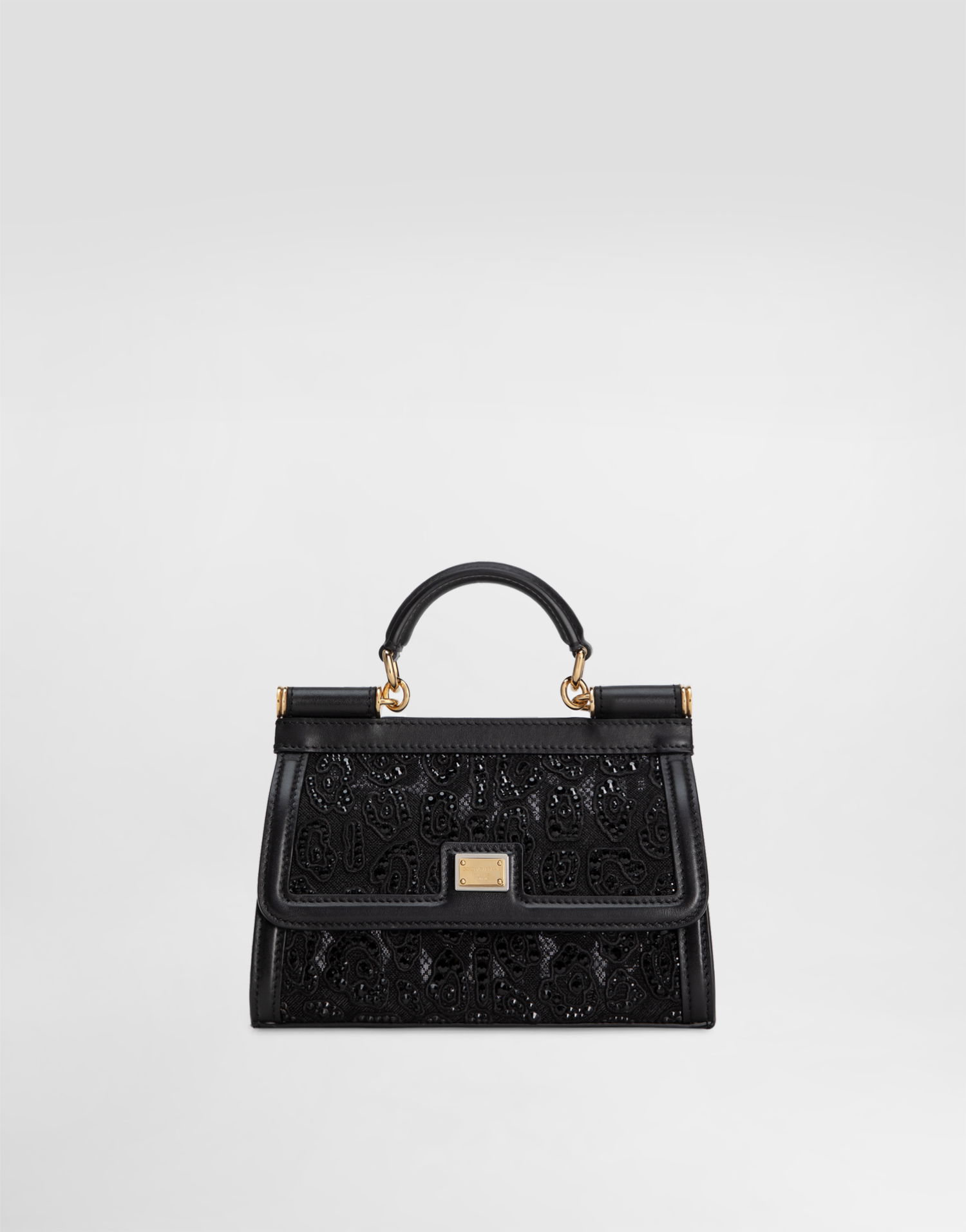 Дамска чанта Dolce & Gabbana Dolce & Gabbana Small Sicily Embroidered Lace Handbag Черно | BB7116B9I478S485, 0