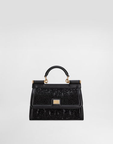 Дамска чанта Dolce & Gabbana Dolce & Gabbana Small Sicily Embroidered Lace Handbag Черно | BB7116B9I478S485, 0